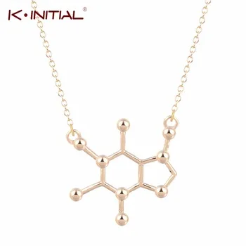 Kinitial Hot 10PCS Caffeine Molecule Necklace Structure Pendant Long Necklace Science Jewelry Fashion Necklace for Women Wedding