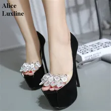 New Eu size 35-40 16cm Women heels Transparent Platform Pumps peep Toe suede leather Party Wedding High Heel Shoes Zapatos Mujer