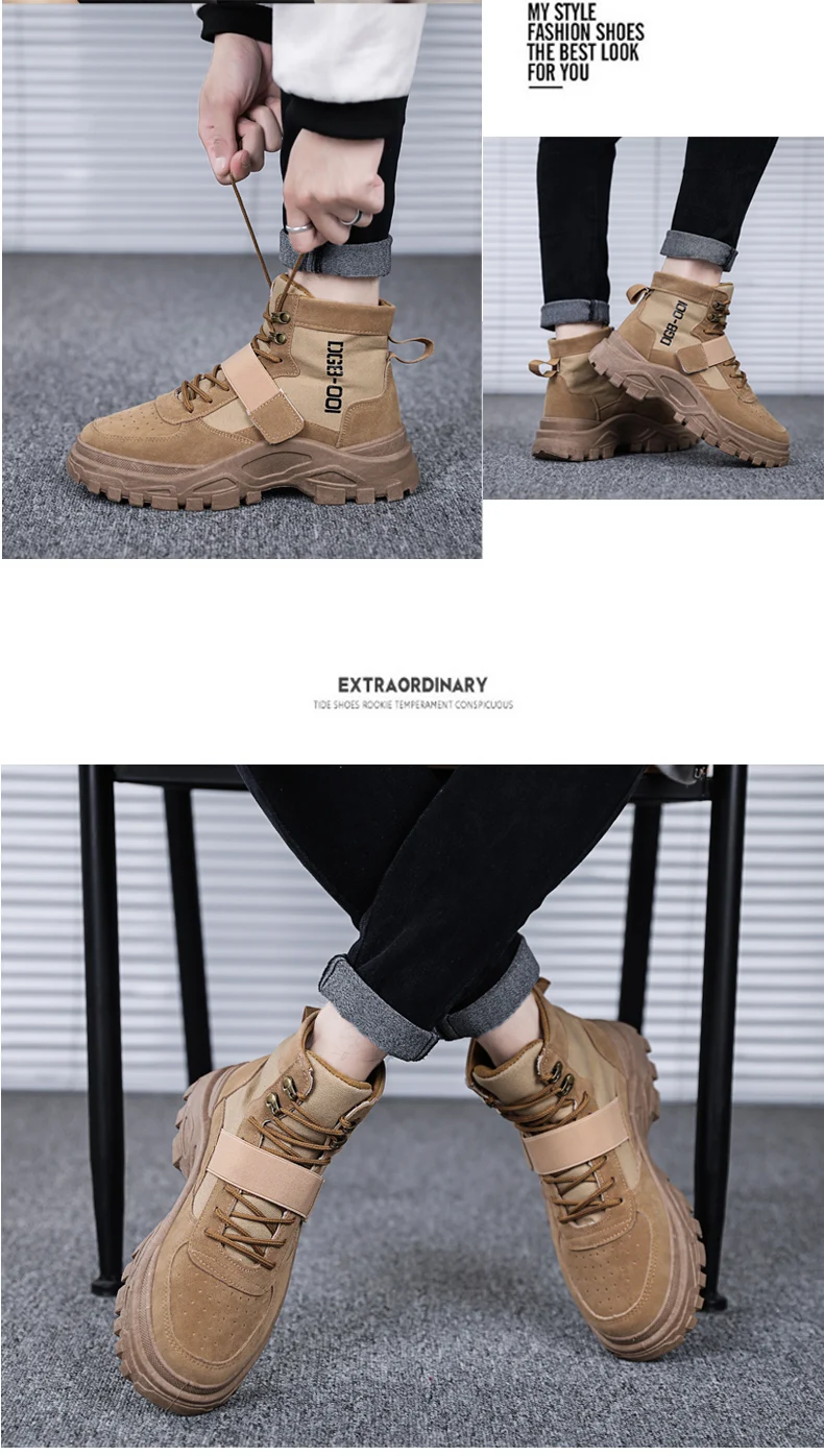 Men High Top Canvas Shoes Military Tactical Boots Desert Combat Outdoor Army Travel Shoes Ankle Boots Beige Khaki Boots Winter