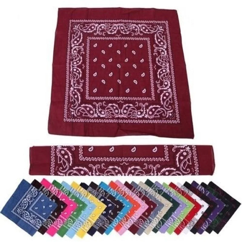Unisex Hip Hop Black Bandana Fashion Headwear Hair Band Neck Scarf Wrist Wraps Square scarves print Handkerchief High quality
