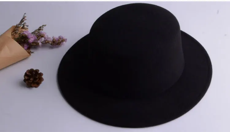 vintage wide brim black fedora hat pork pie hat fedora men ladies felt hats men women black hat women mens hats fedoras (9)