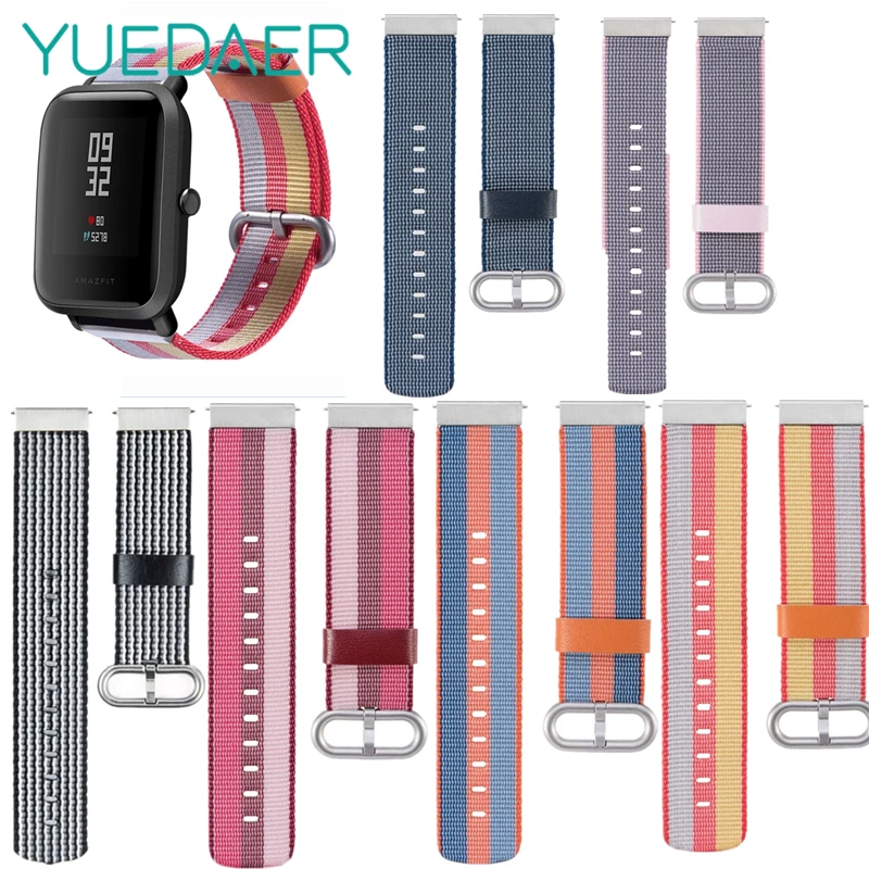 Спортивный нейлоновый ремешок YUEDAER для Xiaomi Amazfit Bip Correa, аксессуары для умных часов, браслет 20 мм, ремешки для Amazfit Bip Band