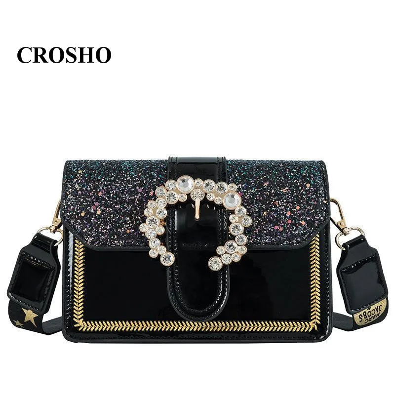 

CROSHO The Sequined Square Bag with The Fairy Bag on The Shoulder Diamonds