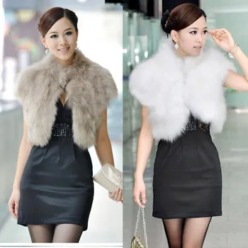 

2019 New Female Short Design Faux Fur Vest Outerwear Fur Cape