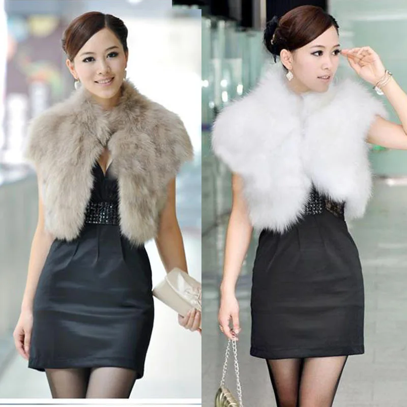 New Female Short Design Faux Fur Vest Outerwear Cape | Женская одежда