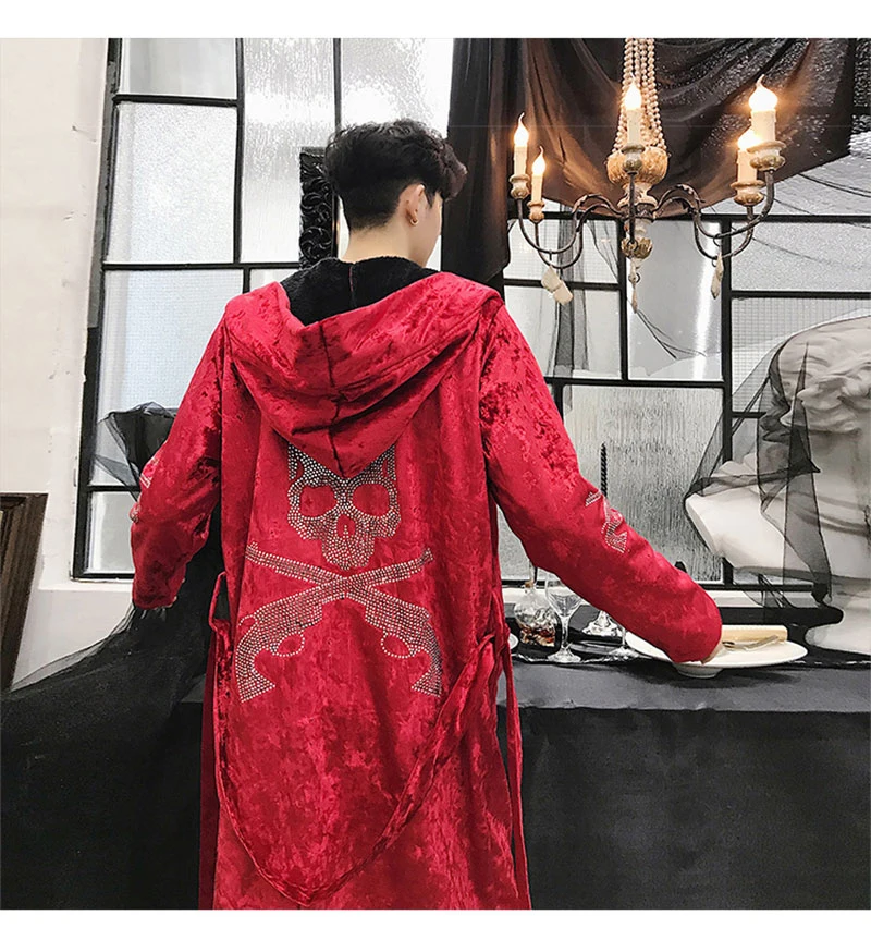 Male Trench Coat Men Black Long Punk Rave Steampunk  (2)