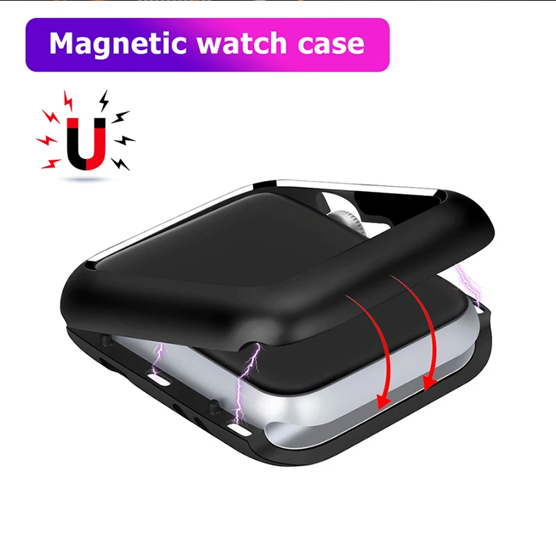 

Magnetic Adsorption Protective Case For Apple Watch 38MM 42MM Series 1 2 3 4 For Watch 440MM 44MM Cover Bumper Metal Frame Case