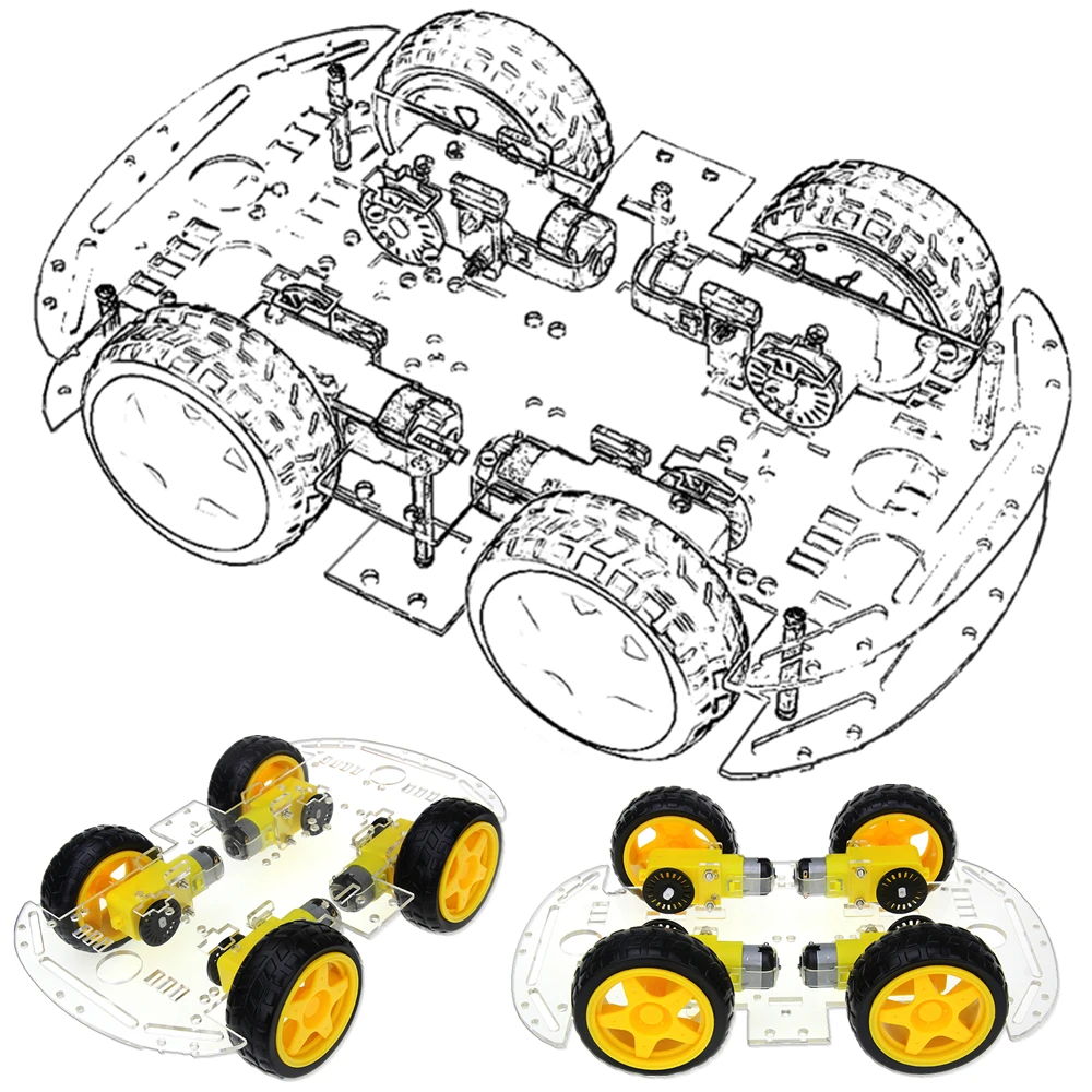 Многофункциональный Умный Автомобиль DIY для arduino 4WD Bluetooth комплект образования