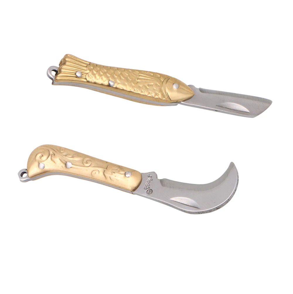 

Mini Pocket Brass Fold Knife Gadget utility gadget tool blade keychain keyring camp hike outdoor parcel package open box letter