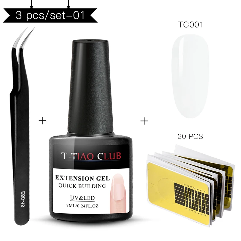 T-TIAO CLUB Poly быстрый набор гелей для ногтей набор инструментов розовый прозрачный обнаженный впитывающий УФ светодиодный гель для ногтей - Цвет: ZH05184