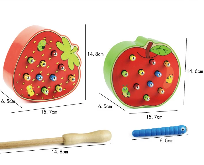 Забавная детская развивающая игрушка клубника ловушка червь Игра цвет когнитивный магнитный 3D головоломка ребенок захватывающая
