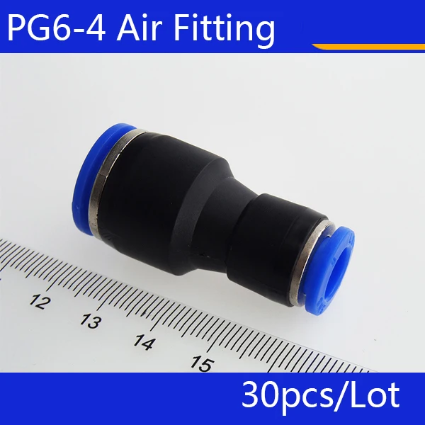 

Free shipping 30pcs PG6-4 Unequal Diameter Air Tube Fitting Straight Union , One Touch Push In Pneumatic Fitting Connectors