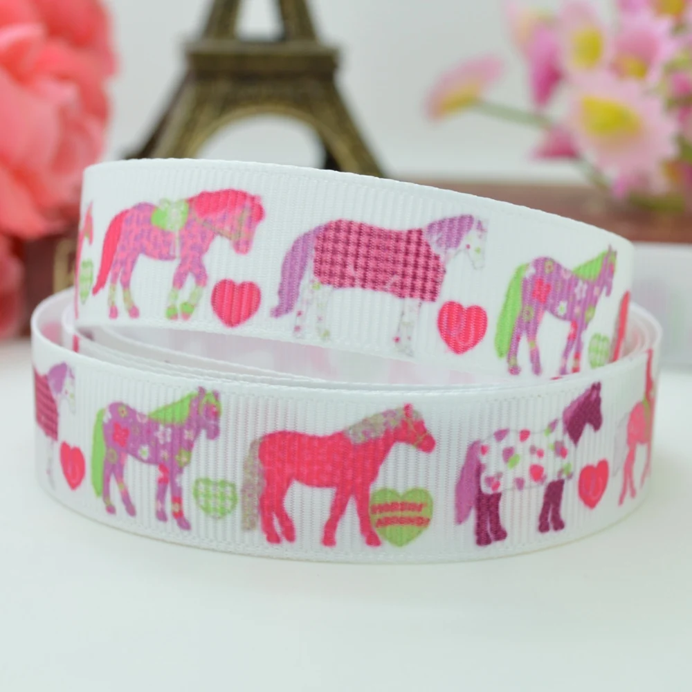 DUWES 5/8" 16mm Animal horse grosgrain ribbon hai rbow DIY handmade OEM
