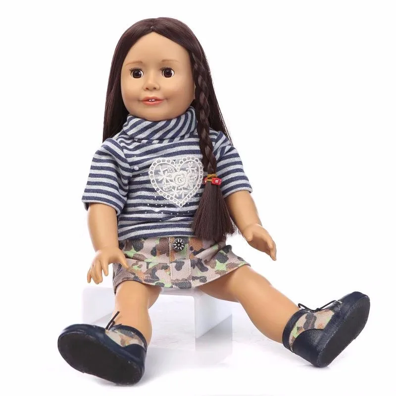 

NPK American 18'' 45CM Sweet Girl Doll Brown Long Straight Hair movable eyes Handmade bjd doll Baby Toys Girls