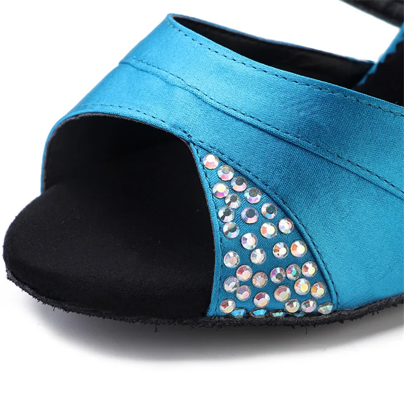Наташа день синий латинские танцевальные туфли Горячая дрель танцевальная обувь Студенческие представление обувь ча-ча национальный танец мягкая подошва