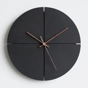

Nordic Modern Black Wall Clock Wood Silent European Simple Wall Clocks Home Decor Living Room Reloj Mural Creative Clock 50w115