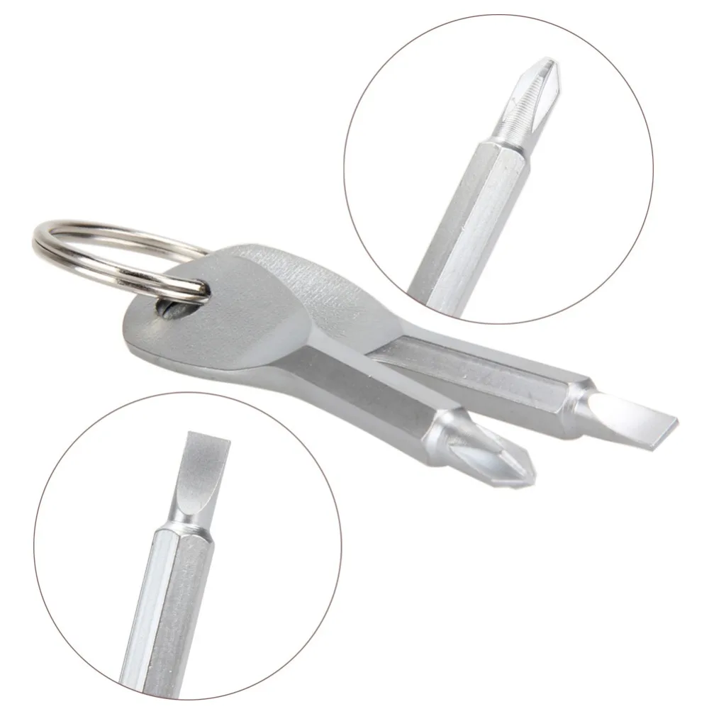 

1 Set Outdoor Stainless Steel Sliver Black Multi Tools Key Ring EDC Screwdriver Set Pocket Outdoor Tool Set Multitool Keychain