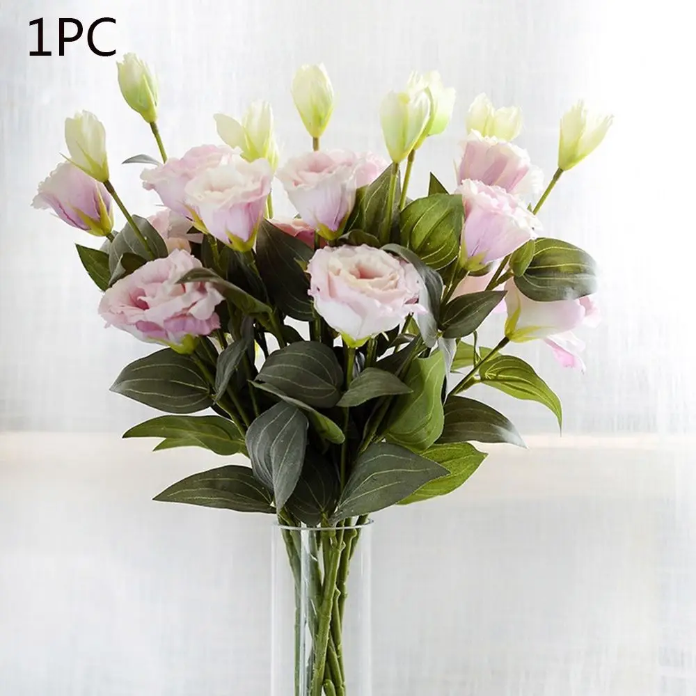 

1PC European Artificial Flower 3 Heads Fake Eustoma DIY Christmas Wedding Party Decoration Home Decorative 5 Colours for Choose