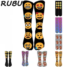 RUBU женские теплые хлопчатобумажные забавные носки с символом, чулки Harajuku, Гольфы с принтом носков, прямые носки, длинные D8