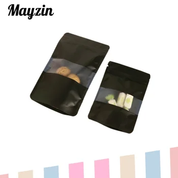 

Black Color PET Zipper Bag With clear window, Stand Up Ziplock Bag 100Pcs/Lot VC061-2