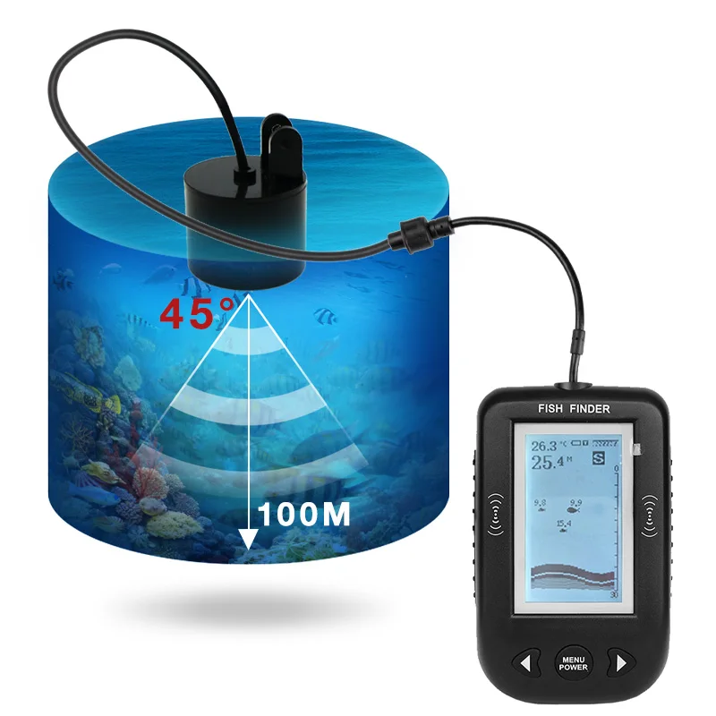 Erchang XF02 портативный рыболокатор 9 м провод эхолот сигнализация 0,6-100 м глубина рыболокатор датчик Sonar для рыбалки