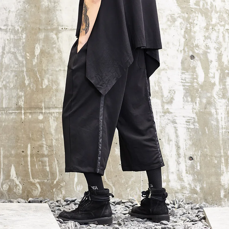 Men Fashion Casual Pants Streetwear Hip Hop Loose Dark Black Wide Leg Trousers Male Japan Style Kimono Pants Joggers Sweatpants