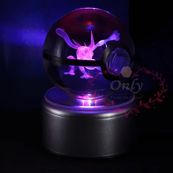 

Popular 3D Greninja Crystal Ball Engraving Round With Black Line Ball LED Light Base for Child Gifts