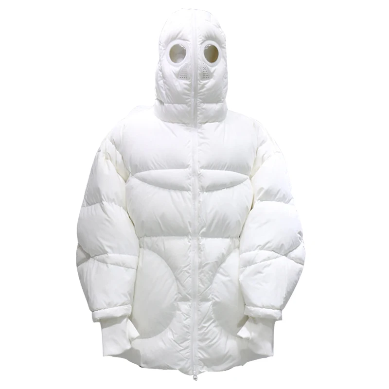 Skup Płaszcz zimowy kobiety luźna Parka pełna twarz czapka gruby kaptur Parka Plus rozmiar kurtka damska biały czarny zabawna osobowość Alien Coat