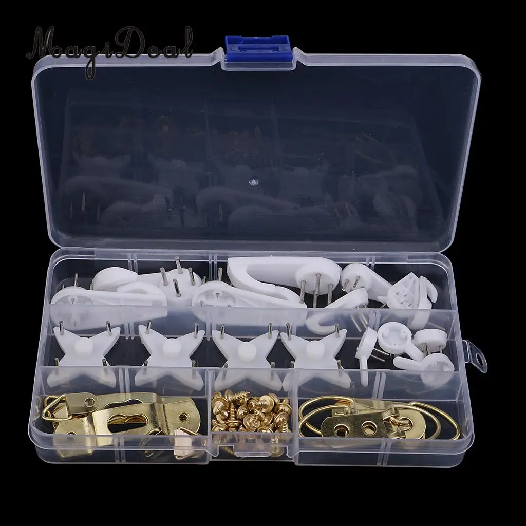 MagiDeal A Box of Hard Wall Hooks Screw Photo Picture Frame Hanging