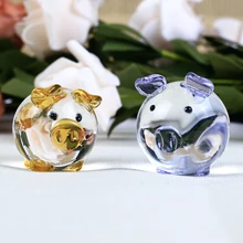 1 Piece Cute Crystal Pig Model Crafts 6 Colors Animal Figurine For Valentine’s Day Birthday Gifts Home Decoration Accessories