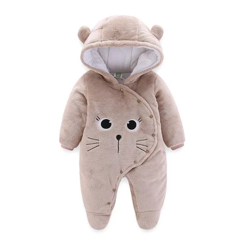 

Winter Newborn Baby Romper Cartoon Hooded Infant Baby Clothes Cotton Warm Girls Coral Velvet Jumpsuit Toddler Baby Boy Clothing