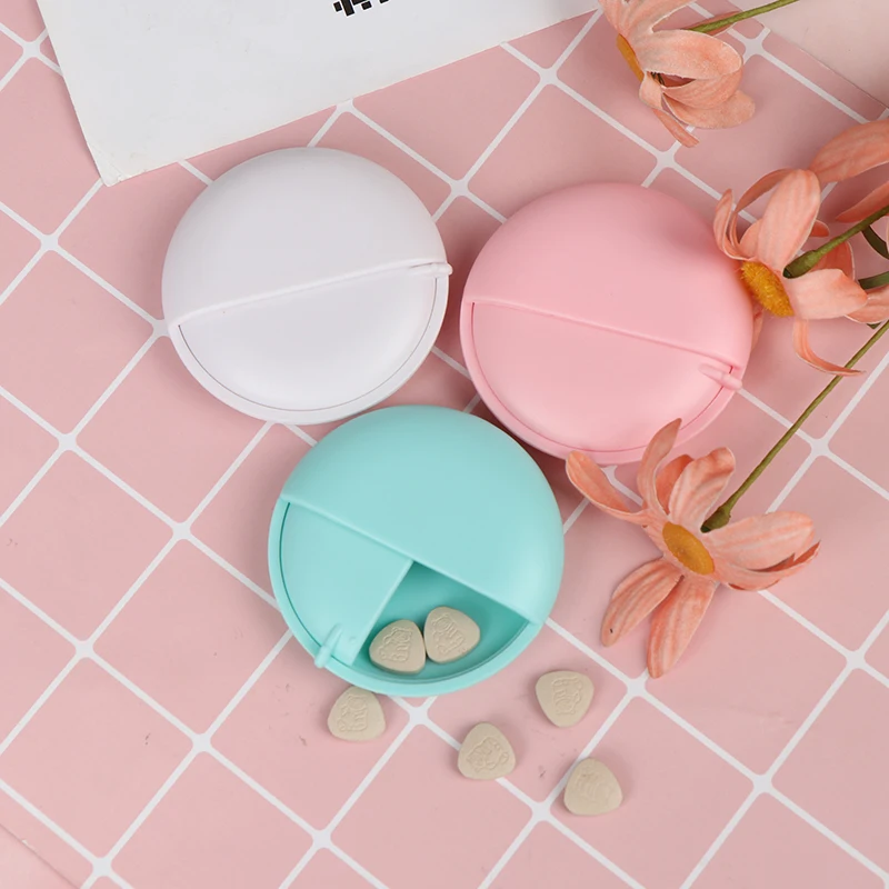 1 Pcs Round Pill Box Protable Pocket Medicine Tablet Storage Holder Organizer Case 3 Colors