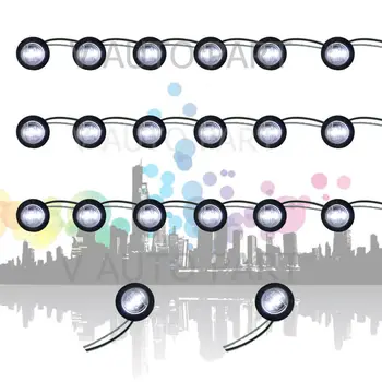 

Tkeapl THTMH 20X Mini 3/4 inch 12V Round Truck Marker fit for Boat Tailer Lorry Light White 3 LED Bullet Grommet