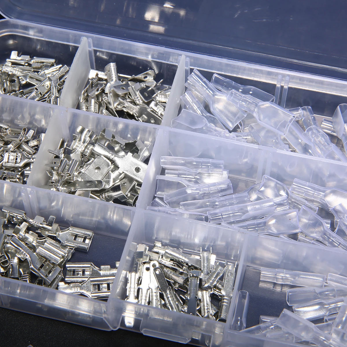 270Pcs/Box Electrical Wire Crimp Terminal Connector Male Female Spade Assorted Kit Tinned Brass Spade Terminal Connectors