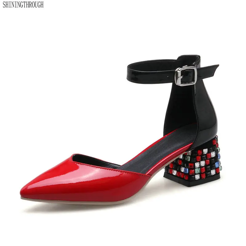 

women High Heels rhinestone Genuine leather women pumps party wedding shoes fashion ladies women dress shoes woman