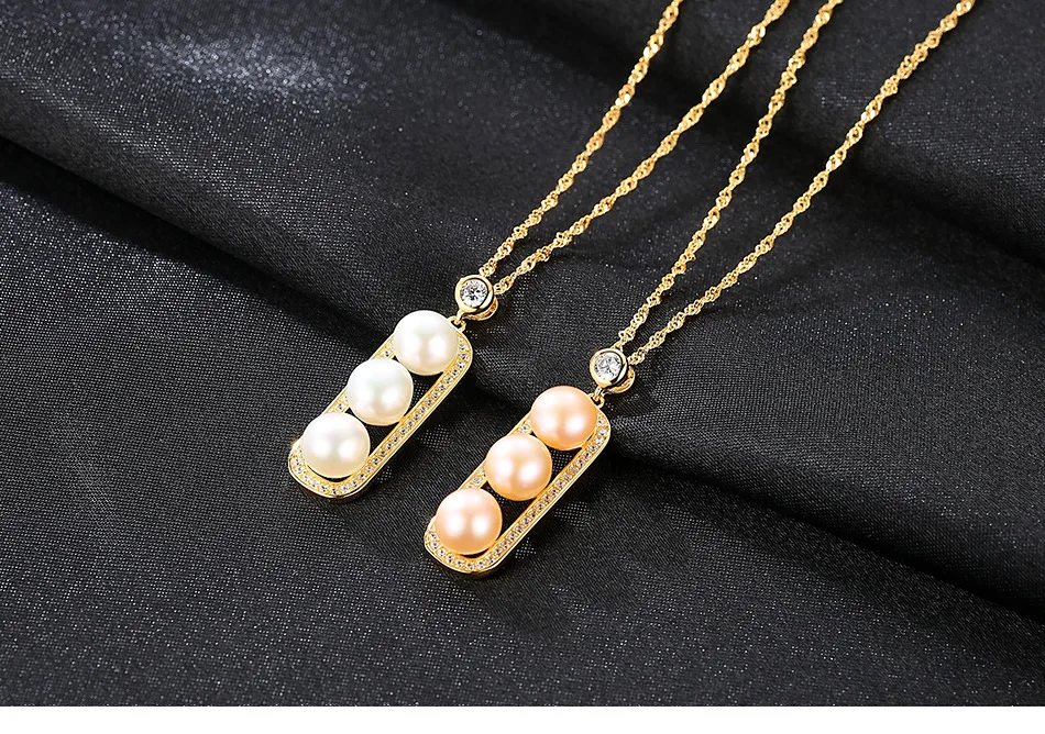 

S925 sterling silver necklace female fashion pod natural freshwater pearl pendant HS09