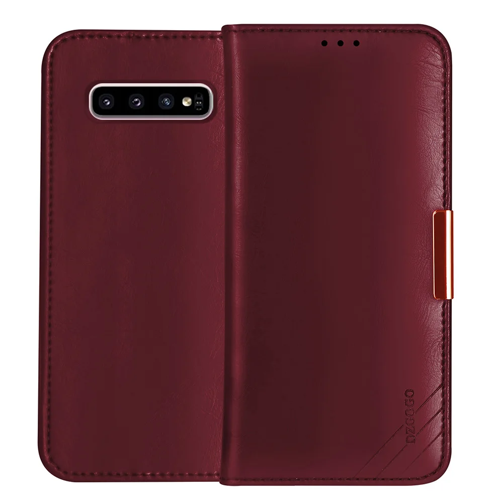 Для samsung Galaxy S10 плюс чехол из натуральной кожи для samsung S10 плюс G975N G975U G975FD крышка Магнитная Задняя Крышка карты stols - Цвет: Red