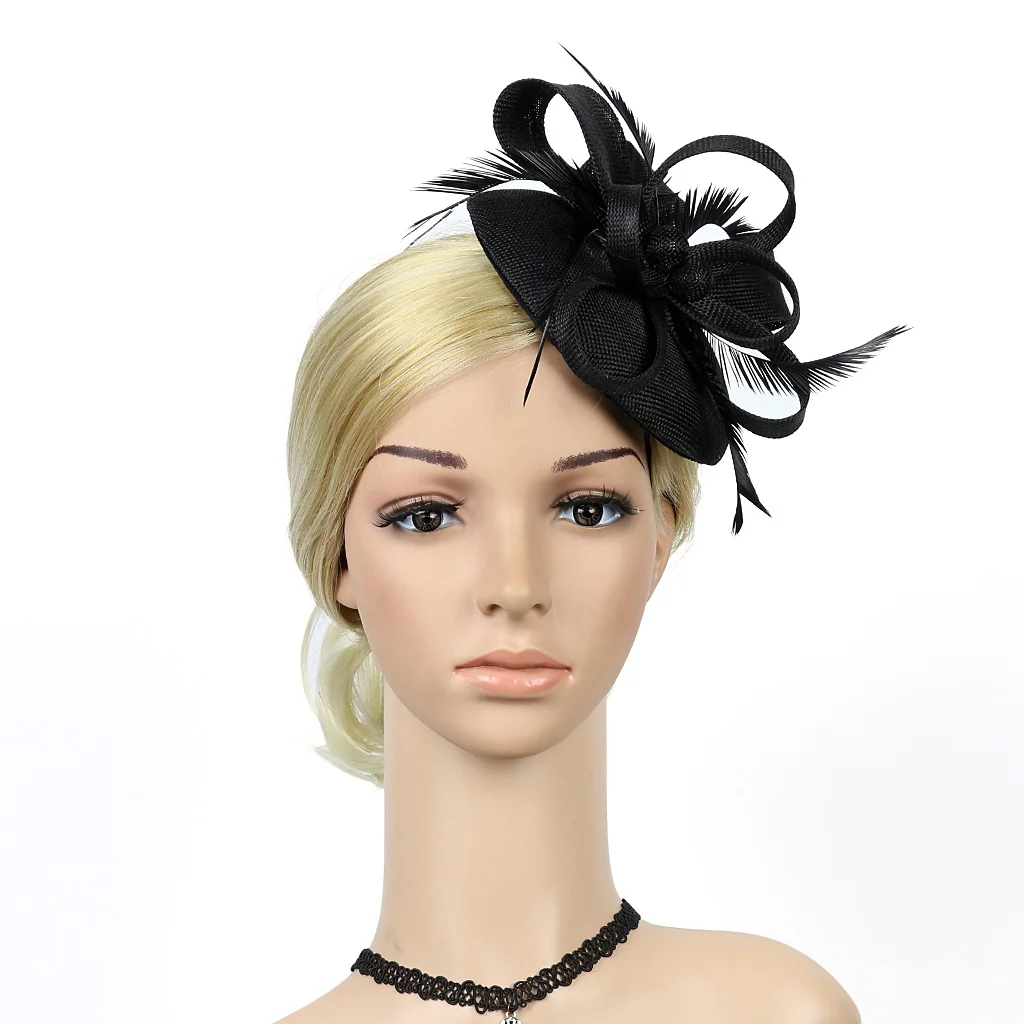 

Women Wedding Fascinator Hat Hair Clip Mesh Veil Retro Cocktail Cap Hair Bands Hoop Accessories Retro Elegant Alligator Headwear