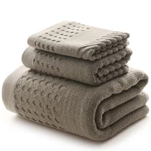 Gray Plaid 100% Cotton Towel Set One Piece 70*140cm Bath Towel Two Pieces 74x34cm Face Towels Gift Towel Set 2/3PCS/Set