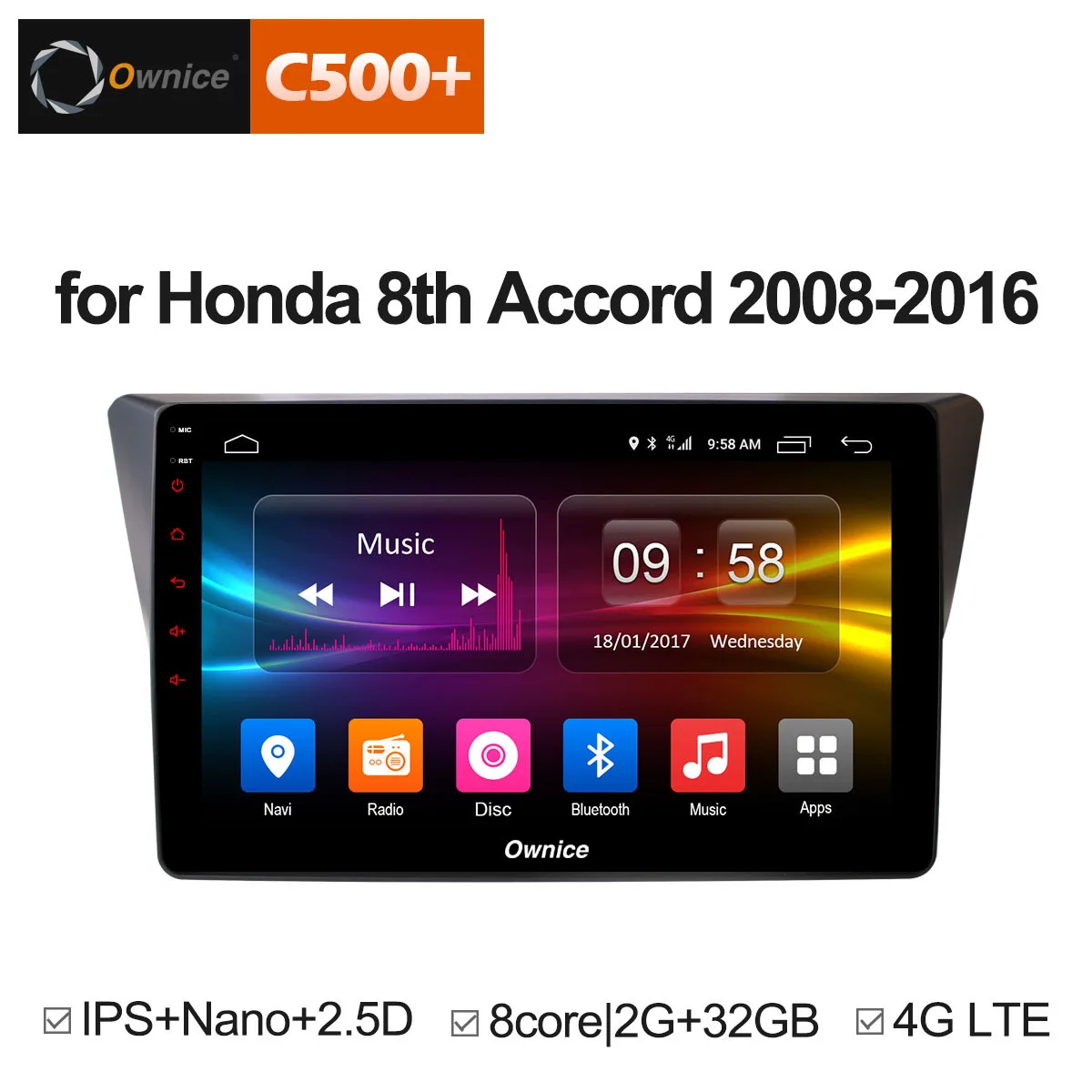 

Ownice C500+ G10 Octa 8 Core Android 8.1 Car DVD Player For Honda Accord 8th 2008 2009 2010 2011 2012 GPS 32G ROM 2G RAM