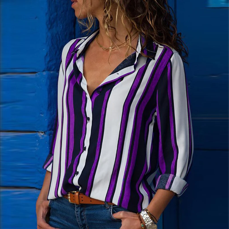 Top Fashion 2019 Autumn Women Lapel Long Sleeve Bohemian