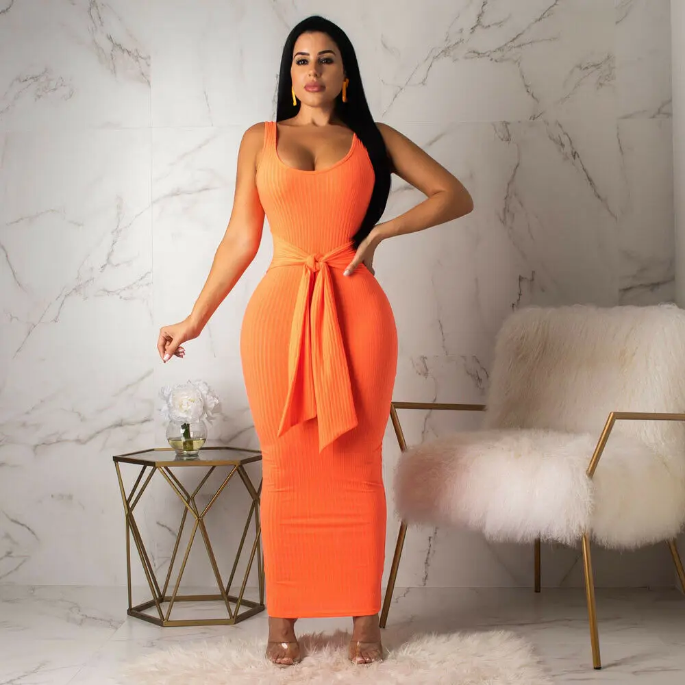 

Hot Stylish Women's Sexy Bodycon Sleeveless Maxi Long Dresses Female Casual Summer Party Club Long Tank Sheath Dress Outfits