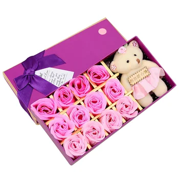 

Romantic Rose Flower Bear Doll Decorative Flowers Bubble Bath Petals Wedding Birthday Valentine's Day Gifts For Women Girlfriend
