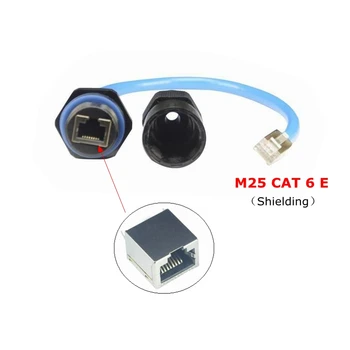 

25CM RJ45 CAT6E Ethernet IP68 M25 shielding Waterproof connector cable for ADSL network cables, LED, LCD, outdoor AP, IP Camera