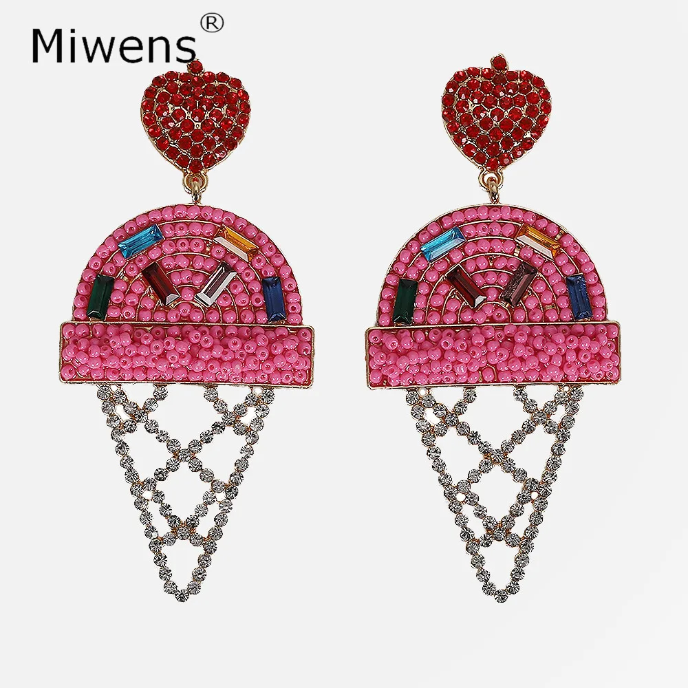 

Miwens Bauble Brand Ice Cream Dangle Drop Earrings For Women Charm Unique Maxi Beads Statement Hanging Earrings Wedding Jewelry