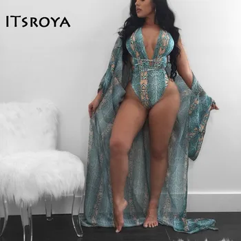 

ITSROYA Snake Print Women's Bikini 2 Piece 2019 Fashion Summer Swimsuit Beachwear Long Sleeve Bathing Suits Biquinis Feminino