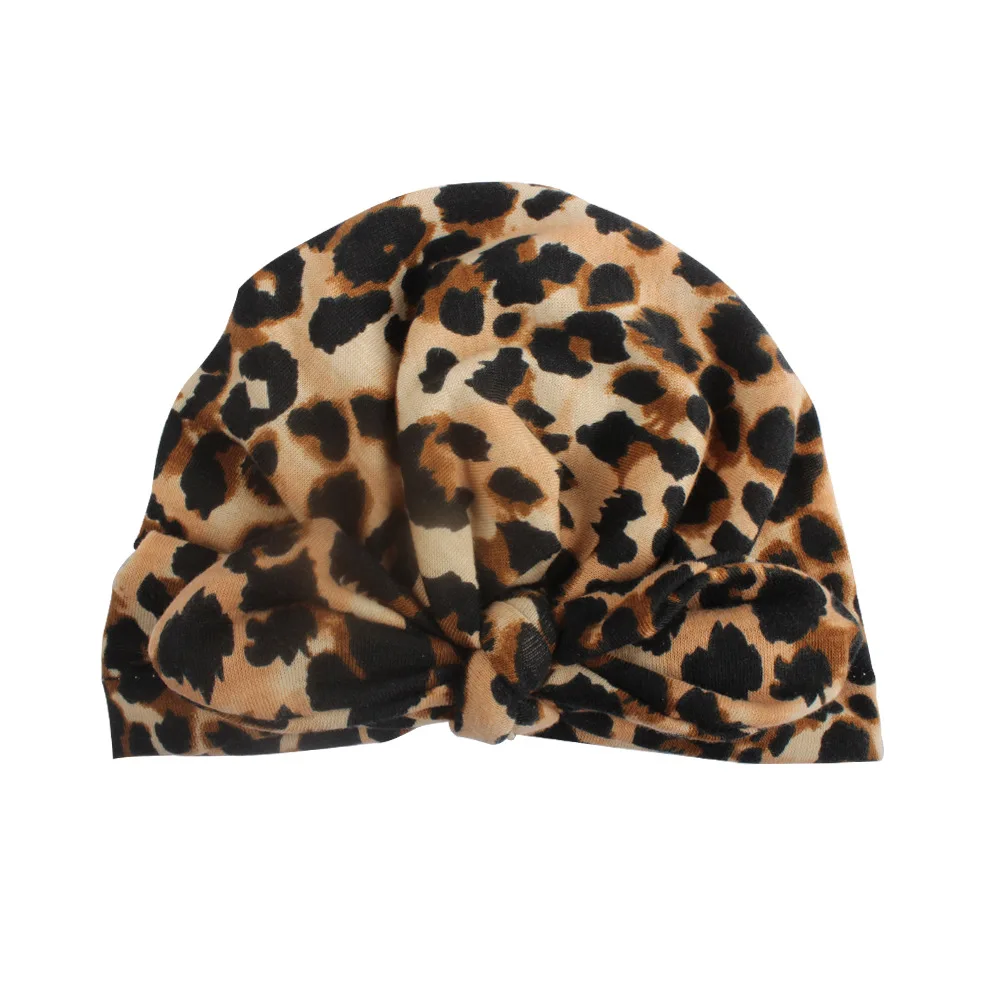 

1pcs Bow-knot Leopard Hat Baby Boy Girl Hats Newborn Bows Caps Infants Rabbit Ear Turban Caps Hat Accessories