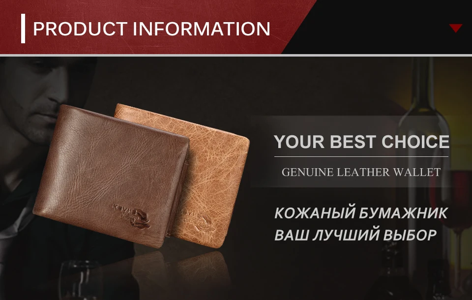 KAVIS New Free Engraving Trifold Genuine Leather Wallet Men Coin Purse Male Cuzdan Portomonee PORTFOLIO Card Holder Vallet Walet