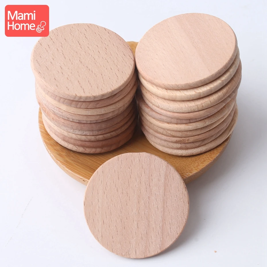 Mamihome 60 шт. 36 мм пищевой класс деревянные диски монеты круги круглый плоский необработанный бук гладкие орфографические игры деревянный Прорезыватель