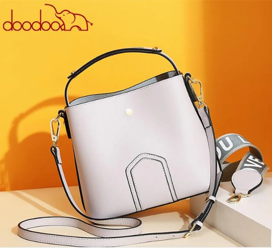 

DOODOO Brand New Luxury Vintage Women Handbag High Quality PU Leather Bag Bucket Crossbody Messenger Bags for Women bolsos FR627